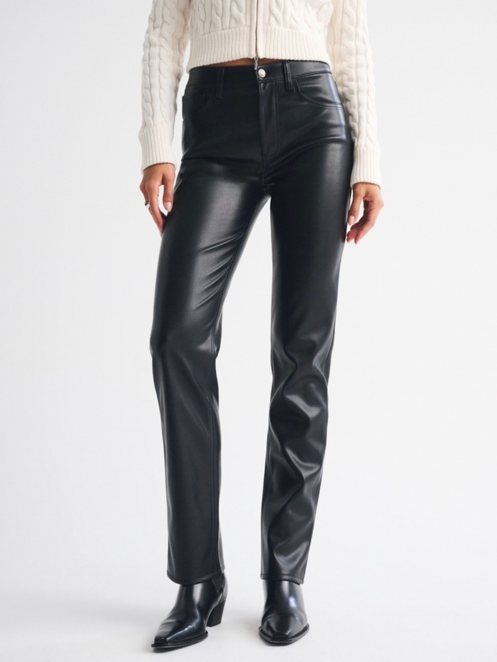 Abercrombie & Fitch Black Straight-Leg Faux Leather Pants